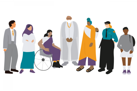 Graphic showing different people