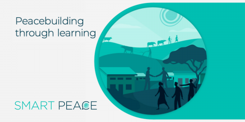 Graphic from the front page of the interactive resource showing people in a rural settlement shaking hands.